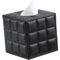 Taschentuchbox-Abdeckung im Hotel-Stil – Luxus-Designer-Taschentuchbox fürs Bett – Magnetdeckel, moderne Lederoptik – 13 x 13 x 13 cm, Schwarz von LINJOU
