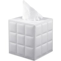 Taschentuchbox-Abdeckung im Hotel-Stil – Luxus-Designer-Taschentuchbox fürs Bett – Magnetdeckel, moderne Lederoptik – 13 x 13 x 13 cm, Weiß von LINJOU