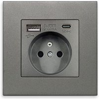 USB-Typ-C-Steckdose, Ladeanschluss, Heimnetzteil, EU-Standardstecker, AC 110–250 V, 16 A (grau) von LINJOU