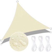 Wasserdichtes dreieckiges Sonnensegel aus Polyester 3 x 3 x 3 m - Cremeweiß Wasserdichtes dreieckiges Sonnensegel aus Polyester 3 x 3 x 3 m - Cremeweiß von LINJOU