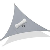 Wasserdichtes dreieckiges Sonnensegel aus Polyester 3 x 3 x 3 m - Grau Wasserdichtes dreieckiges Sonnensegel aus Polyester 3 x 3 x 3 m - Grau von LINJOU