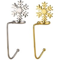 Weihnachtsbaum-Strumpfhalter, Kaminhaken, Weihnachtsfeierzubehör (eine goldene und eine silberne Schneeflocke) von LINJOU