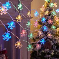 Weihnachtslichterkette mit Schneeflocken, 6 m, 40 LEDs, batteriebetrieben, wasserdicht, mehrfarbig, für drinnen und draußen, für Schlafzimmer, Weihnachtslichterkette mit Schneeflocken, 6 m, 40 LEDs, batteriebetrieben, wasserdicht, mehrfarbig, für drinnen und draußen, für Schlafzimmer, von LINJOU
