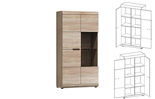 Vitrine LINK, Standvitrine, Wohnzimmerschrank, Vitrinenschrank mit 2 Türen (Ohne Beleuchtung) von Furniture24