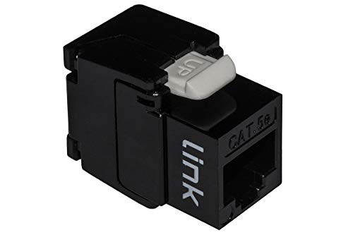 LINK 20 Netzsteckdosen Keystone Jack RJ45 CAT.5E UTP TOOLESS Farbe schwarz 180° vergoldete Kontakte 50 Mikron von LINK