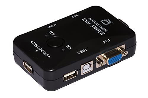 LINK LKKWM2 Switch Kvm für 2 PC USB/VGA mit 1 Mouse, 1 USB-Tastatur und 1 VGA-Monitor mit Kabel inklusive von LINK