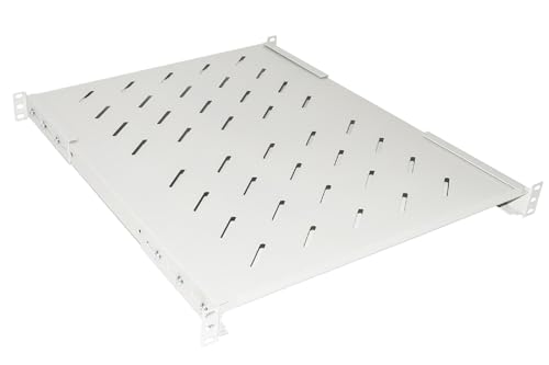 LINK LKRIP650A Regal für Schrank Rock 19 Zoll ausziehbar 650 mm mit 4 Haken grau von LINK