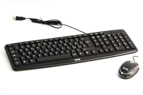 LINK LKTAST02 + LKMOS04 - Italienische USB-Tastatur 108 Tasten Farbe Schwarz + Mini Optische Maus USB 3 Tasten Schwarz von LINK