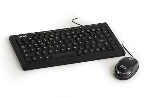 LINK LKTAST04 + LKMOS04 - Mini-Tastatur Italienisch Multimedia USB + Mini Optische Maus USB 3 Tasten Schwarz von LINK