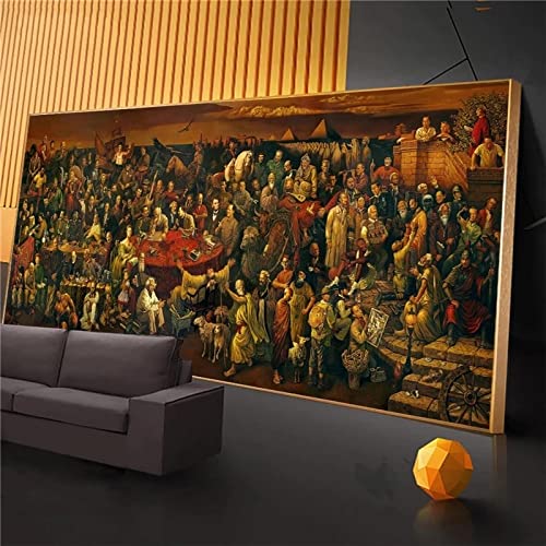 Großformatige berühmte Leute Gemälde diskutieren Die Göttliche Komödie mit Dante Leinwand Kunst Malerei Drucke Poster für Badezimmer Dekor 60x150cm rahmenlos von LINKGIN Home