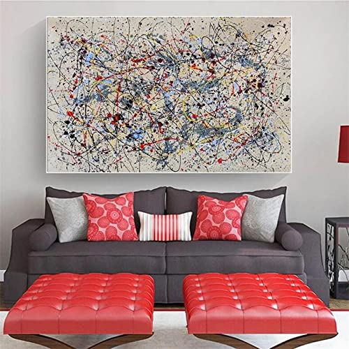 Jackson Pollock Poster und Drucke bereit zum Aufhängen abstrakte Graffiti Kunst Gemälde auf Leinwand Bild für Home Interior Decor 75x110cm Innenrahmen von LINKGIN Home