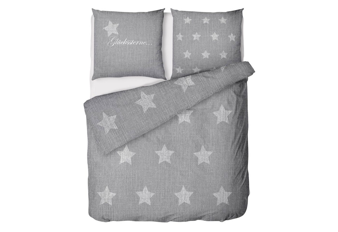 Bettwäsche Sterne Bettwäsche 135x200 - Bettwäsche Sterne Grau 135x200, LINKHOFF, Bettwäsche mit Sprüche - Bettwäsche Sterne Baumwolle von LINKHOFF