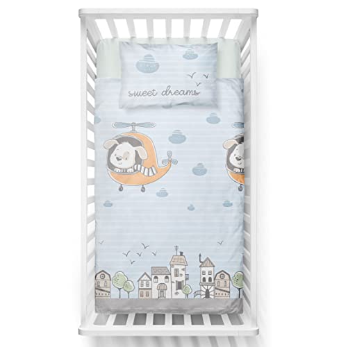 LINKHOFF Kinder Bettwäsche 100 x 135 | Sweet Dreams Blau |Babybettwäsche für Kleinkinder mit Kissen 40 x 60 cm | 100% Baumwolle von LINKHOFF