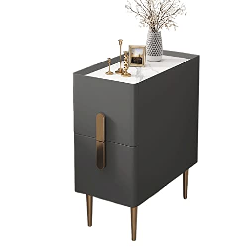Beistelltische Schlafzimmer Multifunktions Nachttisch ultra-schmalen Nachttisch Marmor Arbeitsplatte Nachttisch(Black) von LINKIO