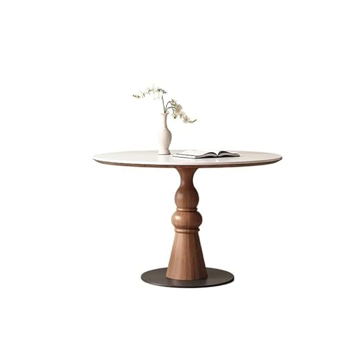 LINKIO Wohnzimmertisch Französischer runder Esstisch aus massivem Holz, einfacher Kleiner reinem Weiß im Retro-Stil for den Haushalt, Balkon-Freizeittisch(A,100x100x75cm) von LINKIO