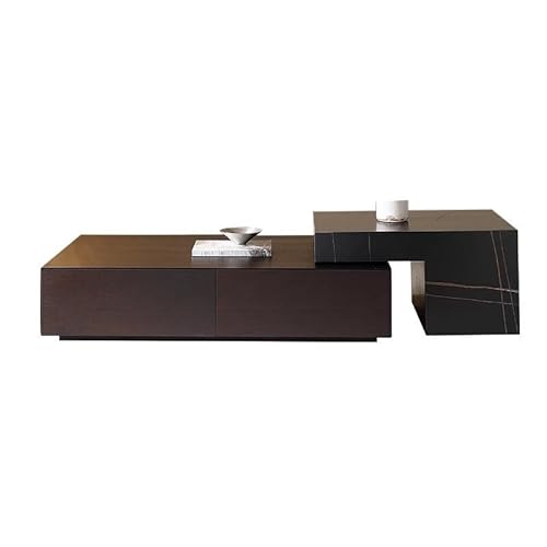 LINKIO Wohnzimmertisch Massivholz Couchtisch Rauchige Farbkombination Design Modernes Wohnzimmer Haushalt(A) von LINKIO