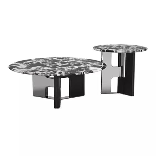 LINKIO Wohnzimmertisch Minimalistisches Marmor-Teetisch-Set, runder Sofa-Beistelltisch, Edelstahl-Teetisch(A) von LINKIO