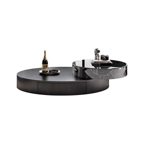 LINKIO Wohnzimmertisch Modernes Wohnzimmer Home Office Kreatives Design Edelstahl Oval Glas Runder Couchtisch von LINKIO