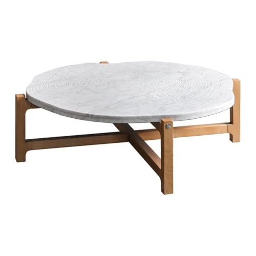 LINKIO Wohnzimmertisch Möbel Nordic Massivholz Runder Couchtisch Kleine Wohnung Moderner Marmor Licht Luxus Kleiner Wohnzimmer von LINKIO