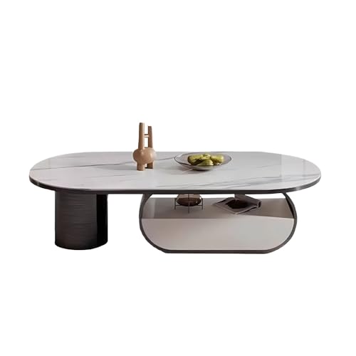 LINKIO Wohnzimmertisch Rock Slab Couchtisch Modernes minimalistisches Wohnzimmer Haushalt Ovale Lagerung Einteiliges Couchtisch-Set(130x70x35 cm) von LINKIO