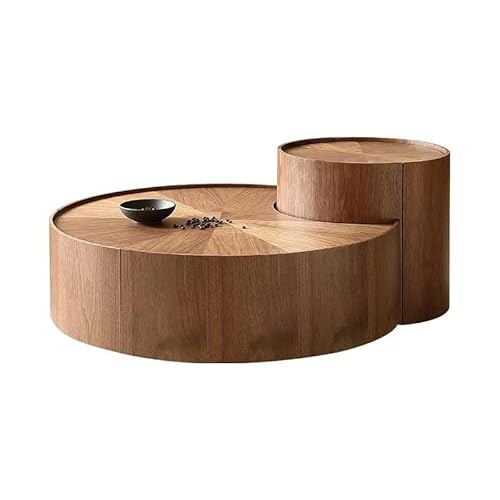 LINKIO Wohnzimmertisch Runde Nussbaum Massivholz Couchtisch Set Kreative Wohnzimmer Haushalt von LINKIO