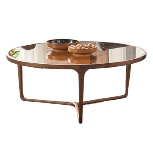 LINKIO Wohnzimmertisch Runder Couchtisch Nordic Einfache Holz Wohnzimmermöbel Glas Sofa Tisch Kombination(108cm) von LINKIO