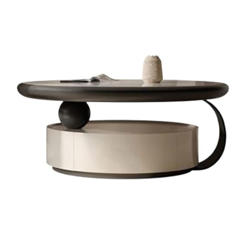 LINKIO Wohnzimmertisch Schlafzimmer Beistelltisch Couchtisch Wohnzimmer Home Storage Schublade Rund Rock Plate von LINKIO