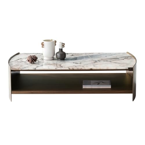 LINKIO Wohnzimmertisch Wohnzimmer Beistelltisch Marmor Couchtisch Moderner Leichter Luxus Metall Teetisch von LINKIO