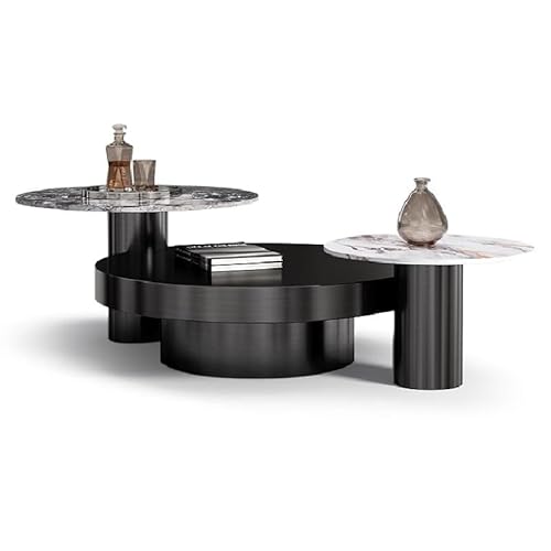 Wohnzimmertisch Couchtisch-Set in Rock-Slab-Größe for das Wohnzimmer, rund, hoch und niedrig(A) von LINKIO