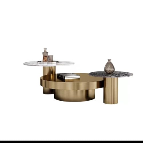 Wohnzimmertisch Couchtisch-Set in Rock-Slab-Größe for das Wohnzimmer, rund, hoch und niedrig(B) von LINKIO