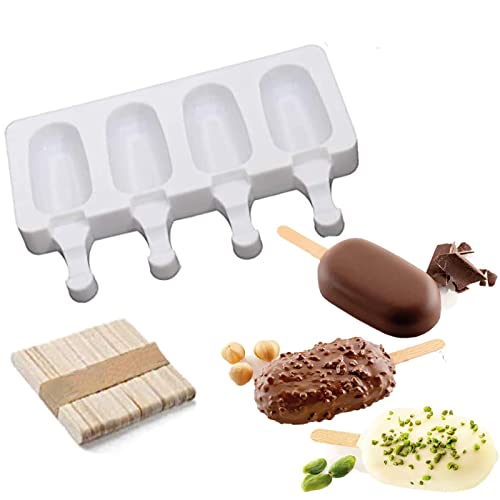 Silikon EIS am Stiel Formen Set mit,Eis Am Stiel,Eisformen DIY Eis am Stiel Eisform,Stiel Formen mit 50 Holzstielen für Kuchenform Dessertform DIY Frozen Dessert Eisformen(eisformen silikon) von LINKLKBOY