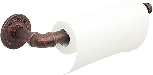 LINKPIPES Industrielle Rohr Papierhandtuch Halter, Küchenrollenspender unter Kabinett Rustikale Papierhandtuch Halter-Wand montiert, hängende Papierhandtuch Rack für Badezimmer(Rote Bronze) von LINKPIPES