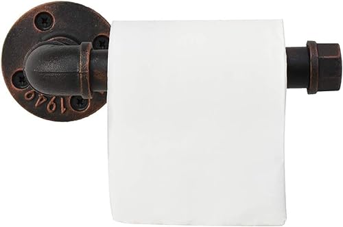 LINKPIPES Industrielle Rohr Toilettenpapierhalter Wandhalterung Rustikale Toilette Tissue Papierhalter DIY Heavy Duty Vintage WC Roll Halter für Badezimmer Küche Schlafzimmer (Rote Bronze) von LINKPIPES