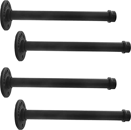 LINKPIPES Regal Halterung, 4-Pack schwimmende Regal Halterung Rustikale Wand montiert, industrielle Rohr Regal Regal Heavy Duty Support Hardware für Holz (10",Schwarz) von LINKPIPES