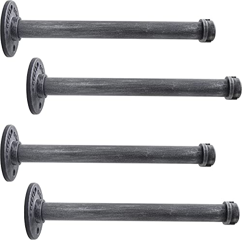 LINKPIPES Regalhalterung, 4-Pack schwimmende Regalhalterung Rustikale Wand montiert, Industrierohr Regal Heavy Duty Support Hardware für Holz (12",Schwarz Grau) von LINKPIPES