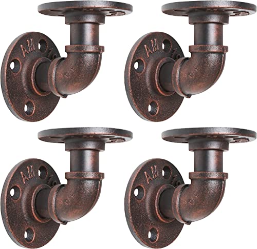 LINKPIPES Rohr Regalhalterungen 4-Pack Industrieregal Vintage Wand montiert schwimmende Regale Heavy Duty dekorative rustikale Regalhalterungen 3.94"*3.94" (Rote Bronze) von LINKPIPES