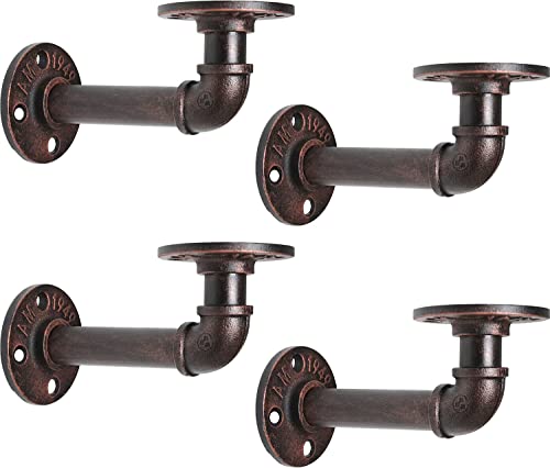 LINKPIPES Rohr Regalhalterungen 4-Pack Industrieregal Vintage Wand montiert schwimmende Regale Heavy Duty dekorative rustikale Regalhalterungen 7.09"*3.94" (Rote Bronze) von LINKPIPES