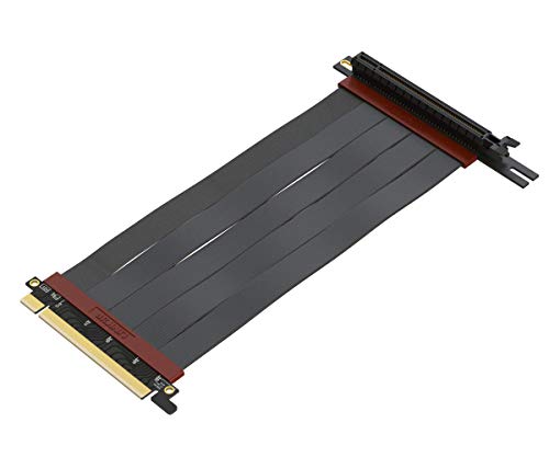 LINKUP - {20cm) 16x Riser Kabel Super Abgeschirmt Schnelle Geschwindigkeit PCI Express Steigleitung Kabel Portverlängerungs-Platte 2020 Rev | Linker Winkel von LINKUP