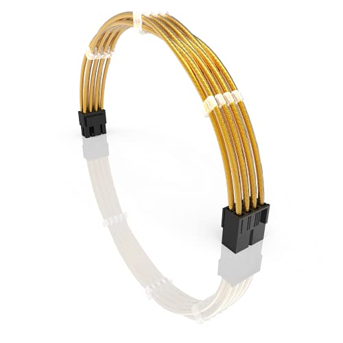 LINKUP - 30cm 8-Poliges (6+2) GPU PCI-E-Netzteil Geflochtene Hülse Custom Mod PC-Verlängerungskabel mit Kamm | Einzelpackung | 300mm - Metallic-Gold von LINKUP