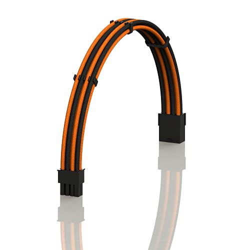 LINKUP - AVA 30cm 8-Poliges (6+2) GPU PCI-E-Netzteil Geflochtene Hülse Custom Mod PC-Verlängerungskabel mit Kamm | Einzelpackung | 300mm - Orange Schwarz von LINKUP