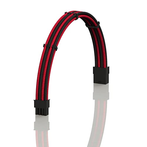 LINKUP - AVA 30cm 8-Poliges (6+2) GPU PCI-E-Netzteil Geflochtene Hülse Custom Mod PC-Verlängerungskabel mit Kamm | Einzelpackung | 300mm - Rot Schwarz von LINKUP