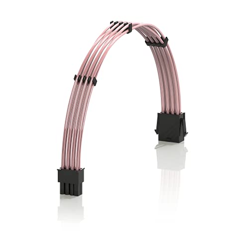 LINKUP - 30cm Netzteilkabelverlängerung 18AWG Sauerstofffreies Kupfer Teflonmantel Custom Mod GPU PC mit Kamm Einzelpackung | 1x 8 P (6+2) CPU | 300mm - Rosa von LINKUP
