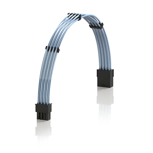 LINKUP - 30cm Netzteilkabelverlängerung 18AWG Sauerstofffreies Kupfer Teflonmantel Custom Mod GPU PC mit Kamm Einzelpackung | 1x 8 P (6+2) GPU | 300mm - Blau von LINKUP
