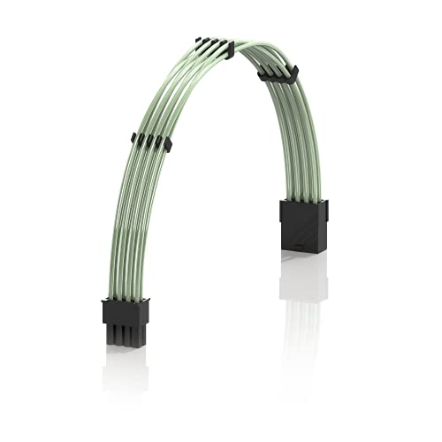 LINKUP - 30cm Netzteilkabelverlängerung 18AWG Sauerstofffreies Kupfer Teflonmantel Custom Mod GPU PC mit Kamm Einzelpackung | 1x 8 P (6+2) GPU | 300mm - Grün von LINKUP