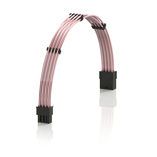 LINKUP - 30cm Netzteilkabelverlängerung 18AWG Sauerstofffreies Kupfer Teflonmantel Custom Mod GPU PC mit Kamm Einzelpackung | 1x 8 P (6+2) GPU | 300mm - Rosa von LINKUP