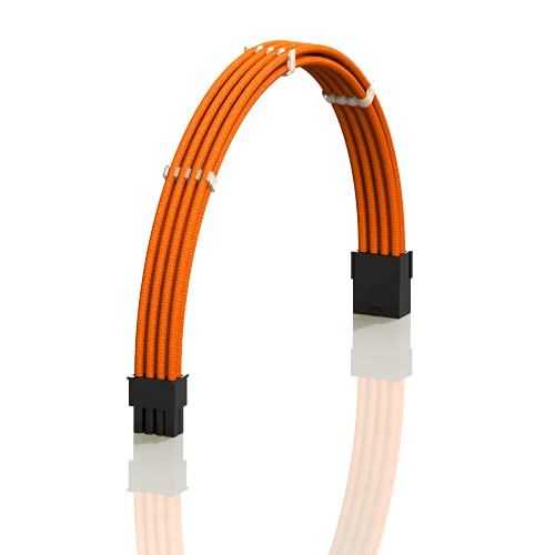 LINKUP - AVA 50cm 8-Poliges (6+2) GPU PCI-E-Netzteil Geflochtene Hülse Custom Mod PC-Verlängerungskabel mit Kamm | Einzelpackung | 500mm - Orange von LINKUP