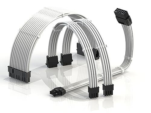 LINKUP - AVA 12VHPWR PCIE 5.0 Stromverlängerungskabel|600W 16AWG|UL-zertifiziert, ummantelt, geformte Stecker|4-teiliges Set für RTX5000 RTX4000 GPUs|Steigert die Gaming-Performance|30cm Weiß LINKUP - AVA 12VHPWR PCIE 5.0 Stromverlängerungskabel|600W 16AWG|UL-zertifiziert, ummantelt, geformte Stecker|4-teiliges Set für RTX5000 RTX4000 GPUs|Steigert die Gaming-Performance|30cm Weiß von LINKUP