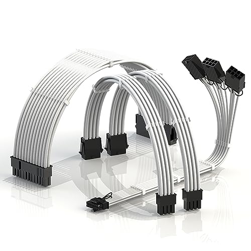 LINKUP - AVA 3-in-1 12VHPWR PCIE 5.0 Stromadapter|450W 16AWG|Für alle Netzteile|UL-Zertifiziert, ummantelte Hülle|4-teiliger Satz für RTX5000 RTX4000 GPUs|Steigere die Gaming-Performance|30cm Weiß LINKUP - AVA 3-in-1 12VHPWR PCIE 5.0 Stromadapter|450W 16AWG|Für alle Netzteile|UL-Zertifiziert, ummantelte Hülle|4-teiliger Satz für RTX5000 RTX4000 GPUs|Steigere die Gaming-Performance|30cm Weiß von LINKUP