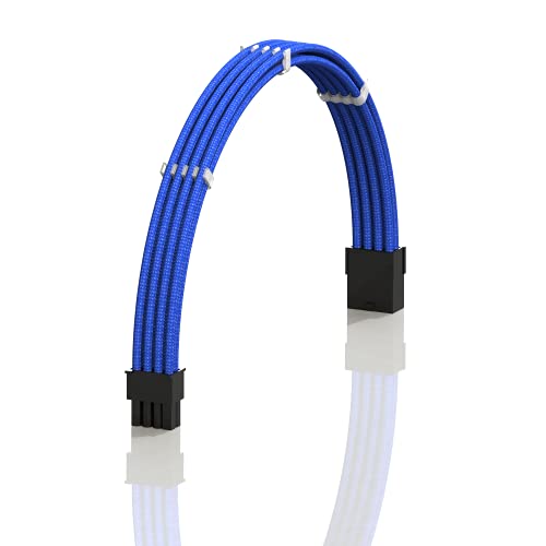 LINKUP - AVA 30cm 8-Poliges (6+2) GPU PCI-E-Netzteil Geflochtene Hülse Custom Mod PC-Verlängerungskabel mit Kamm | Einzelpackung | 300mm - Blau von LINKUP