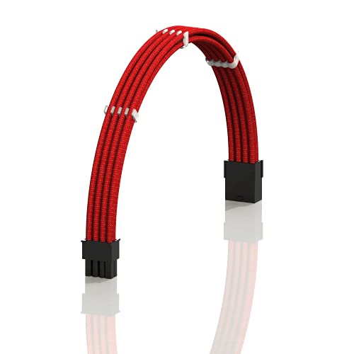 LINKUP - AVA 30cm 8-Poliges (6+2) GPU PCI-E-Netzteil Geflochtene Hülse Custom Mod PC-Verlängerungskabel mit Kamm | Einzelpackung | 300mm - Rot von LINKUP